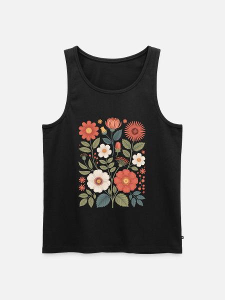 Botanical Flower Diversity Garden Meadow Nature - Men's Premium Organic Tank Top - black