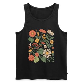 Fleurs Vintage Fleurs Sauvages Nature - Débardeur bio Premium Homme - noir - Devant - AI Model Male 178 light (178cm)