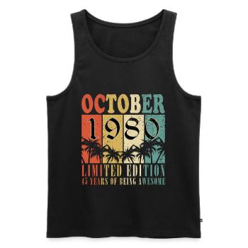 45ème Anniversaire Original Octobre Millésime 1980 - Débardeur bio Premium Homme - noir - Devant - Michal (187cm)
