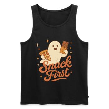 Snack First Halloween Ghost Costume Fun - Men's Premium Organic Tank Top - black - Front - AI Model Male 178 light (178cm)