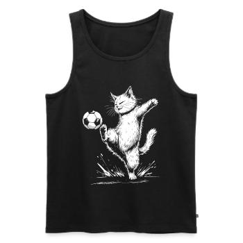football, footballeur, joueur de football, chat - Débardeur bio Premium Homme - noir - Devant - AI Model Male 178 light (178cm)