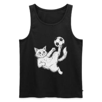 football, footballeur, joueur de football, chat - Débardeur bio Premium Homme - noir - Devant - AI Model Male 178 light (178cm)