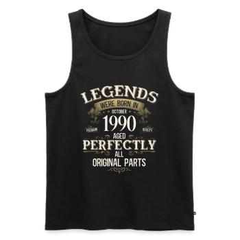 35th Birthday Legend October 1990 - Men's Premium Organic Tank Top - black - Front - AI Model Male 178 light (178cm)