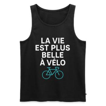 La Vie Est Plus Belle à Vélo Cyclisme Humour - Débardeur bio Premium Homme - noir - Devant - Michal (187cm)