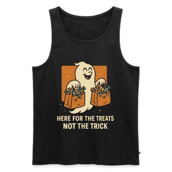 Ici, pour les friandises, pas le tour Ghost Halloween - Débardeur bio Premium Homme - noir - Devant - Michal (187cm)