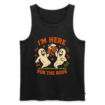 Ich bin hier für die Buhrufe Lustiges Halloween-Kostüm - Männer Premium Bio Tank Top - Schwarz - Vorne - Michal (187cm)