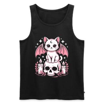 Kawaii Pastel Goth Katze - Männer Premium Bio Tank Top - Schwarz - Vorne - AI Model Male 178 light (178cm)