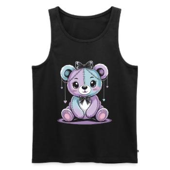 Kawaii Pastel Goth Patched Bear - Men's Premium Organic Tank Top - black - Front - AI Model Male 178 light (178cm)