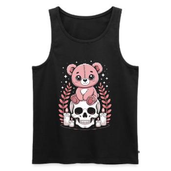 Kawaii Pastel Goth Patched Bear - Men's Premium Organic Tank Top - black - Front - AI Model Male 178 light (178cm)