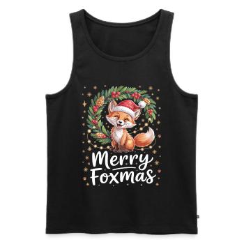 Merry Foxmas Shirt mit süßem Weihnachtsfuchs - Männer Premium Bio Tank Top - Schwarz - Vorne - AI Model Male 178 light (178cm)