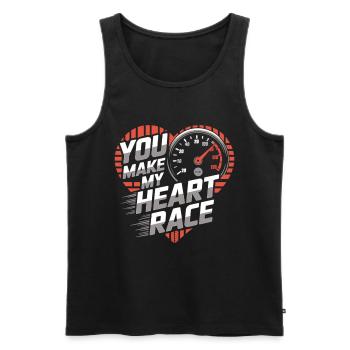 Rennsport Herz Shirt – Liebe und Geschwindigkeit - Männer Premium Bio Tank Top - Schwarz - Vorne - Michal (187cm)