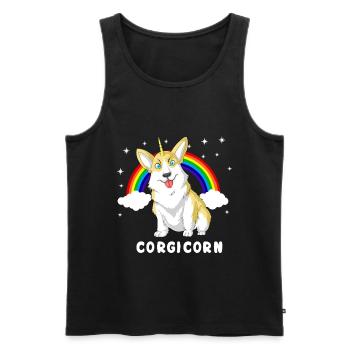 corgi unicorn corgicorn  - Men's Premium Organic Tank Top - black - Front - Michal (187cm)