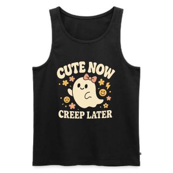 Cute Now Creep Later funny Halloween saying Design - Men's Premium Organic Tank Top - black - Front - Michal (187cm)