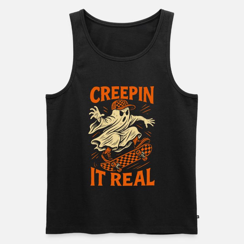 Creepin It Echter Geist Skateboard Halloween - Männer Premium Bio Tank Top - Schwarz