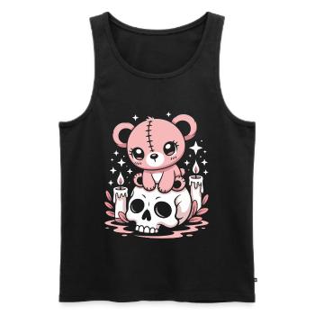 Kawaii Pastel Goth Geflickter Bär - Männer Premium Bio Tank Top - Schwarz - Vorne - AI Model Male 178 light (178cm)