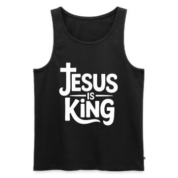 Jesus Is King Christian Cross Faith - Men's Premium Organic Tank Top - black - Front - Michal (187cm)