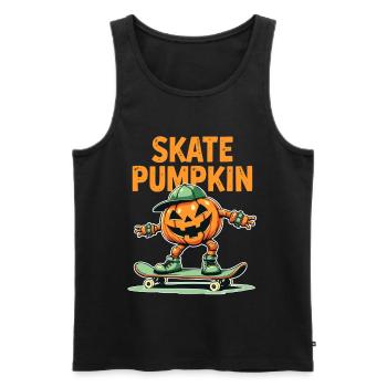 Skateboard-Kürbis für Halloween-Fans - Männer Premium Bio Tank Top - Schwarz - Vorne - AI Model Male 178 light (178cm)