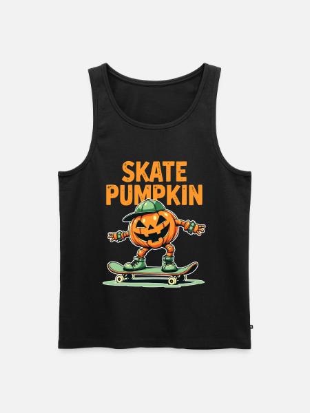 Skateboard pumpkin for Halloween fans - Men's Premium Organic Tank Top - black