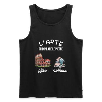 Humour italien L’art d’empiler des pierres - Débardeur bio Premium Homme - noir - Devant - AI Model Male 178 light (178cm)