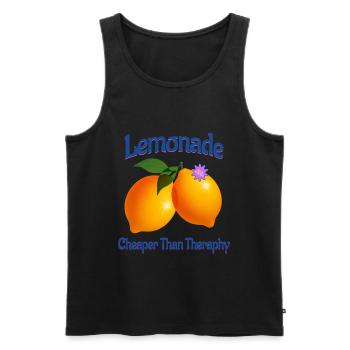 Limonade moins chère que le fruit du citron Theraphy - Débardeur bio Premium Homme - noir - Devant - Michal (187cm)