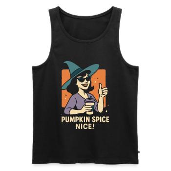 Pumpkin Spice Nice Halloween coffee lover Costume - Men's Premium Organic Tank Top - black - Front - AI Model Male 178 light (178cm)
