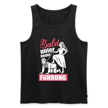 Bald unter neuer Führung JGA Junggesellenabschied - Männer Premium Bio Tank Top - Schwarz - Vorne - AI Model Male 178 light (178cm)