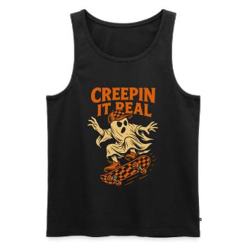 Creepin It Real Halloween Ghost Skateboard - Débardeur bio Premium Homme - noir - Devant - Michal (187cm)