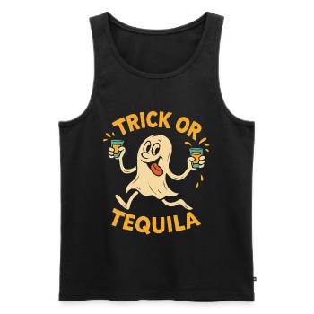 Trick Or Tequila Drôle D’Halloween Dicton - Débardeur bio Premium Homme - noir - Devant - Michal (187cm)