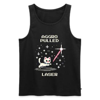 Aggro Drawn: Laser | Cat play instinct - Men's Premium Organic Tank Top - black - Front - AI Model Male 178 light (178cm)