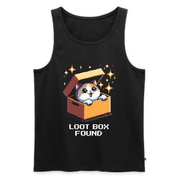 Boîte à butin trouvée | Humour de Cat Gaming - Débardeur bio Premium Homme - noir - Devant - AI Model Male 178 light (178cm)