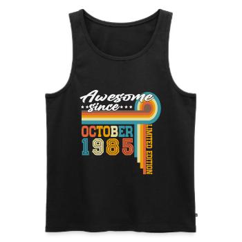 Millésime Octobre 1985 Vintage Rétro Anniversaire - Débardeur bio Premium Homme - noir - Devant - Michal (187cm)