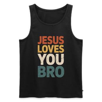 Jesus Loves You Bro - Männer Premium Bio Tank Top - Schwarz - Vorne - Michal (187cm)
