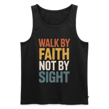 Walk by Faith Not by Sight - Männer Premium Bio Tank Top - Schwarz - Vorne - Michal (187cm)