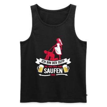 Ich bin der Depp - JGA Team Bräutigam - Männer Premium Bio Tank Top - Schwarz - Vorne - AI Model Male 178 light (178cm)