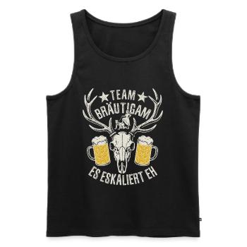 Bachelor Party - Team Bräutigam - it's escalating anyway - Men's Premium Organic Tank Top - black - Front - Michal (187cm)