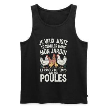 Je veux juste travailler dans mon jardin et passer - Débardeur bio Premium Homme - noir - Devant - AI Model Male 178 light (178cm)