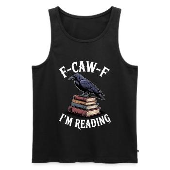 Raven on Books – Reading Happiness - Men's Premium Organic Tank Top - black - Front - AI Model Male 178 light (178cm)