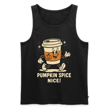 Pumpkin Spice Nice Funny coffee Halloween Saying - Men's Premium Organic Tank Top - black - Front - AI Model Male 178 light (178cm)