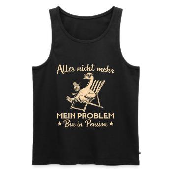 Je suis en pension - Drôle d’oie dans un transat - Débardeur bio Premium Homme - noir - Devant - AI Model Male 178 light (178cm)