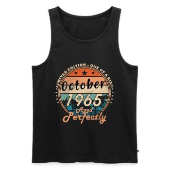 60. Geburtstag Original Oktober Jahrgang 1965 - Männer Premium Bio Tank Top - Schwarz - Vorne - Michal (187cm)