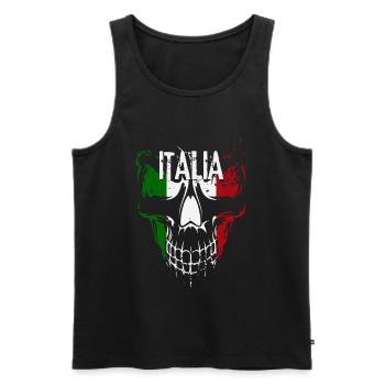 Crâne avec drapeau italien, patriote italien - Débardeur bio Premium Homme - noir - Devant - AI Model Male 178 light (178cm)