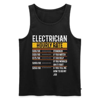 Électricien Tarifs horaires Handyman Tarifs de la main-d’œuvre - Débardeur bio Premium Homme - noir - Devant - AI Model Male 178 light (178cm)