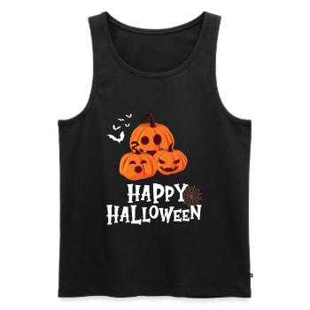 Citrouille amicale - Joyeux Halloween - Débardeur bio Premium Homme - noir - Devant - AI Model Male 178 light (178cm)