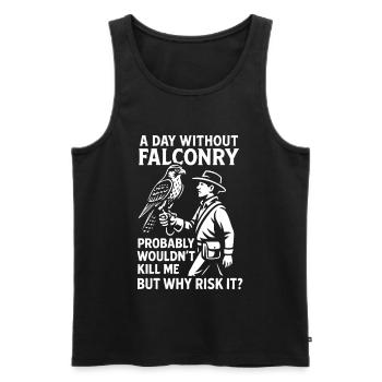 Ein Tag ohne Falknerei Warum riskieren: Falkendesign - Männer Premium Bio Tank Top - Schwarz - Vorne - AI Model Male 178 light (178cm)