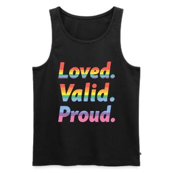 Loved Valid Proud – Pride Statement - Männer Premium Bio Tank Top - Schwarz - Vorne - AI Model Male 178 light (178cm)