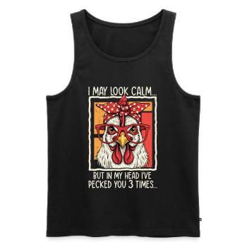 Huhn mit Brille Spruchdesign - Männer Premium Bio Tank Top - Schwarz - Vorne - AI Model Male 178 light (178cm)