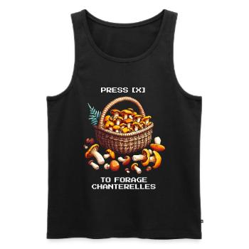 Press [X] to collect | Chanterelles Foraging - Men's Premium Organic Tank Top - black - Front - AI Model Male 178 light (178cm)