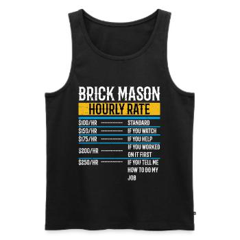 Maçon Maçon Taux horaires Maçon Ouvrier Maçon - Débardeur bio Premium Homme - noir - Devant - AI Model Male 178 light (178cm)