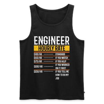 Funny Engineer Gifts Engineer Hourly Rate - Men's Premium Organic Tank Top - black - Front - Michal (187cm)