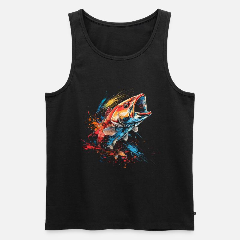 Fisch Farbklecks - Männer Premium Bio Tank Top - Schwarz